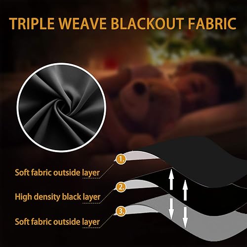 Miniatura 7 de Cortinas negras para ventana pequeña, 45 pulgadas de largo, 2 paneles para cocina, tamaño medio, aislamiento térmico, sin bloqueo de luz, bolsillo