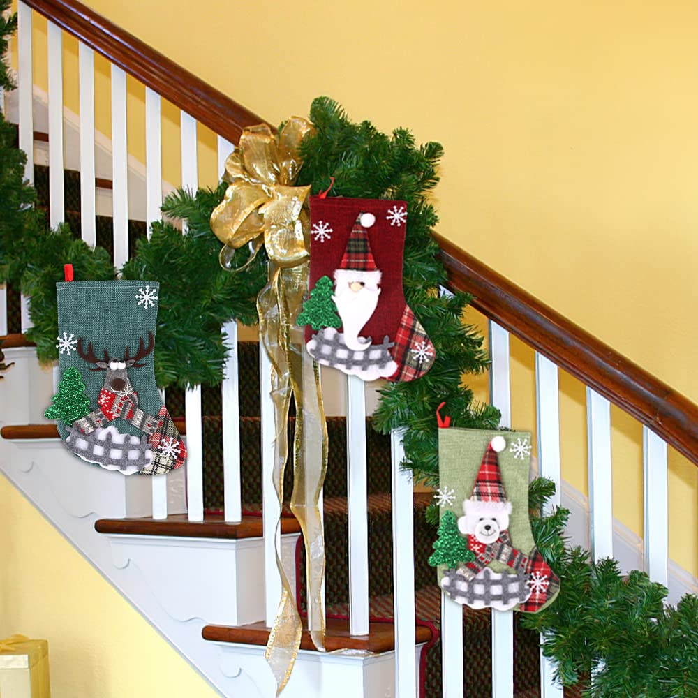 FainFun Chaussettes de Noel Deco, 3 Pièces 22 * 15CM Chaussette de