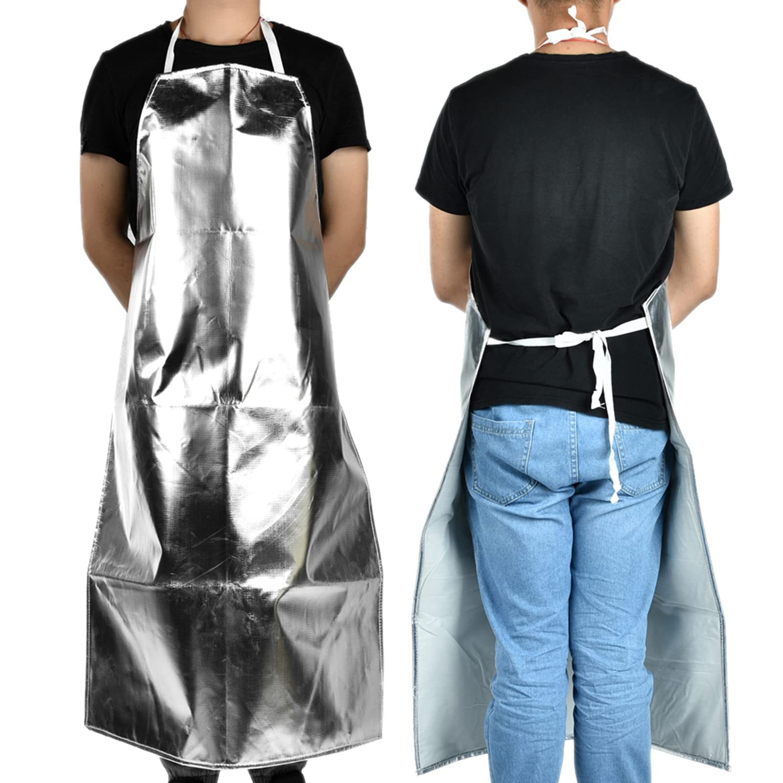 Grembiule, Grembiuli Lungo da Cuoco Chef In Foglio di Alluminio Impermeabile Resistente al Calore Regolabile Lavoro di Sicurezza Per Uomo Donna Cucina Giardino Ristorante Barbecue Caffè Cucinare