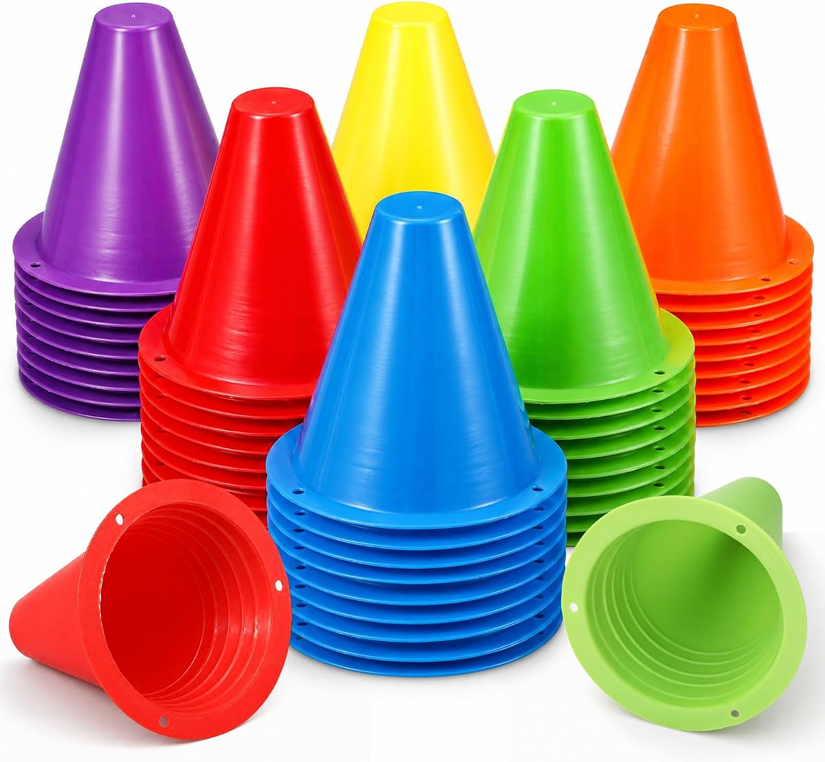 60 Pack Mini Cones for Sports Training, 3.15 Inch Training Marker Cones for Kids Indoor Outdoor Agility Drill Soccer Roller Skating Dance Practice Obstacle Courses, 6 Bright Colors