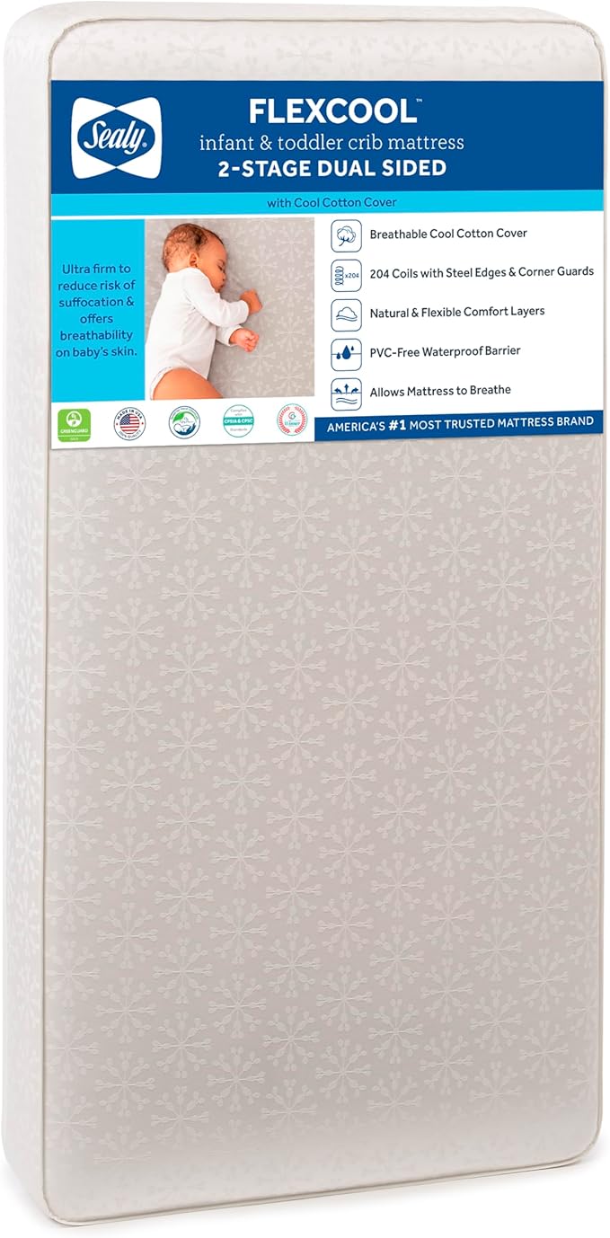 Sealy Baby Select 2-Cool 2-Stage Dual Firmness Lightweight Waterproof Standard Toddler & Baby Crib M main image 1