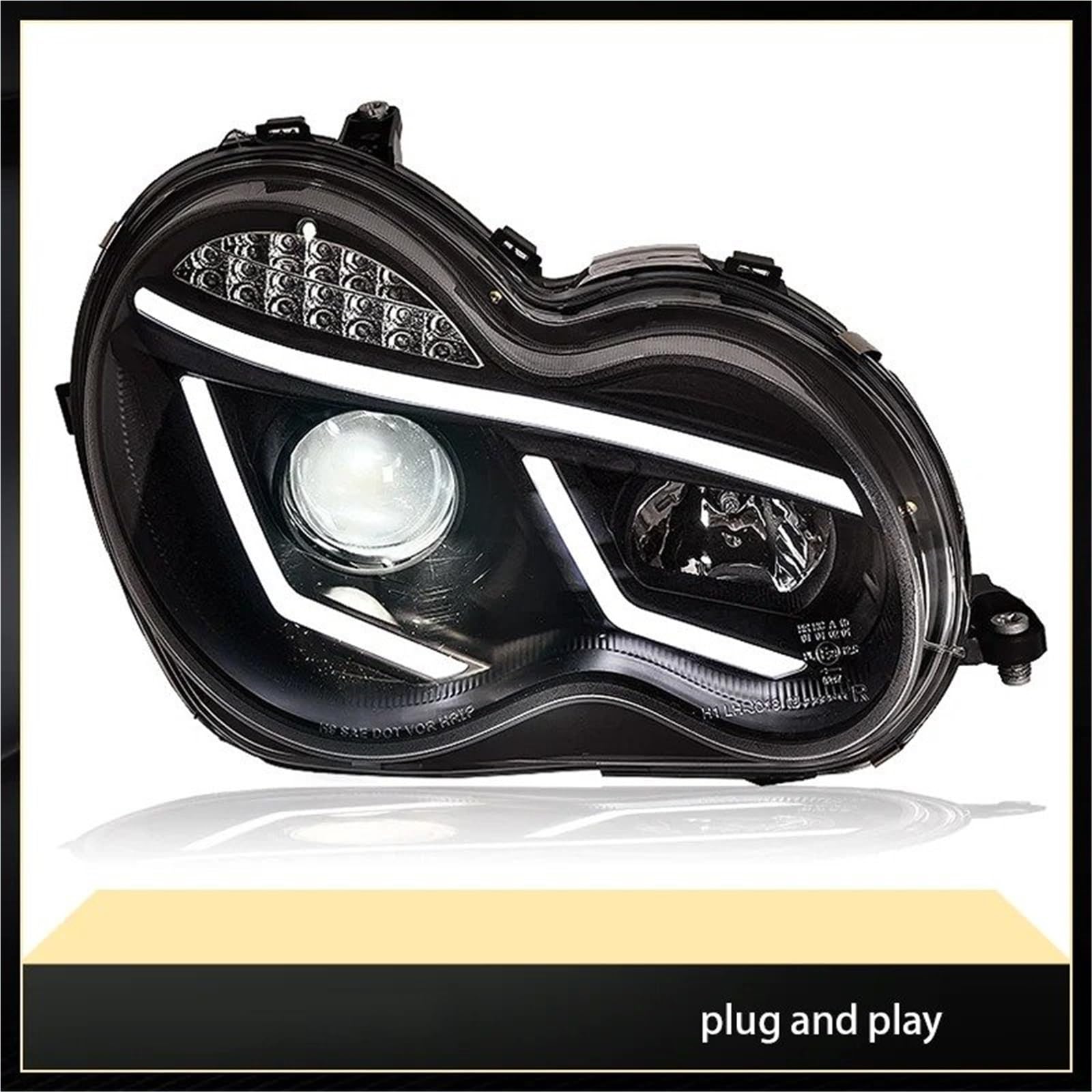 Faro Anteriore per Benz W203 C180 C200 C230 C240 C320 2000-2006, Design Classico Completo, Gruppo Ottico Anteriore (anabbaglianti e abbaglianti).