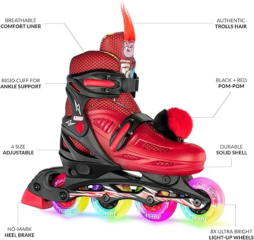 Miniatura 10 de Crazy Skates Patines en línea ajustables para niñas y niños se ajustan para adaptarse a 4 tamaños modelo 148