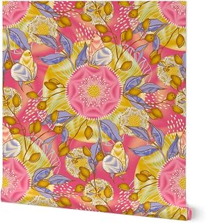 Peel & Stick Wallpaper Swatch - Tie Dye Flower Power Scale Butterfly Summer Bright Colors Custom Removable Wallpaper by Spoonflower