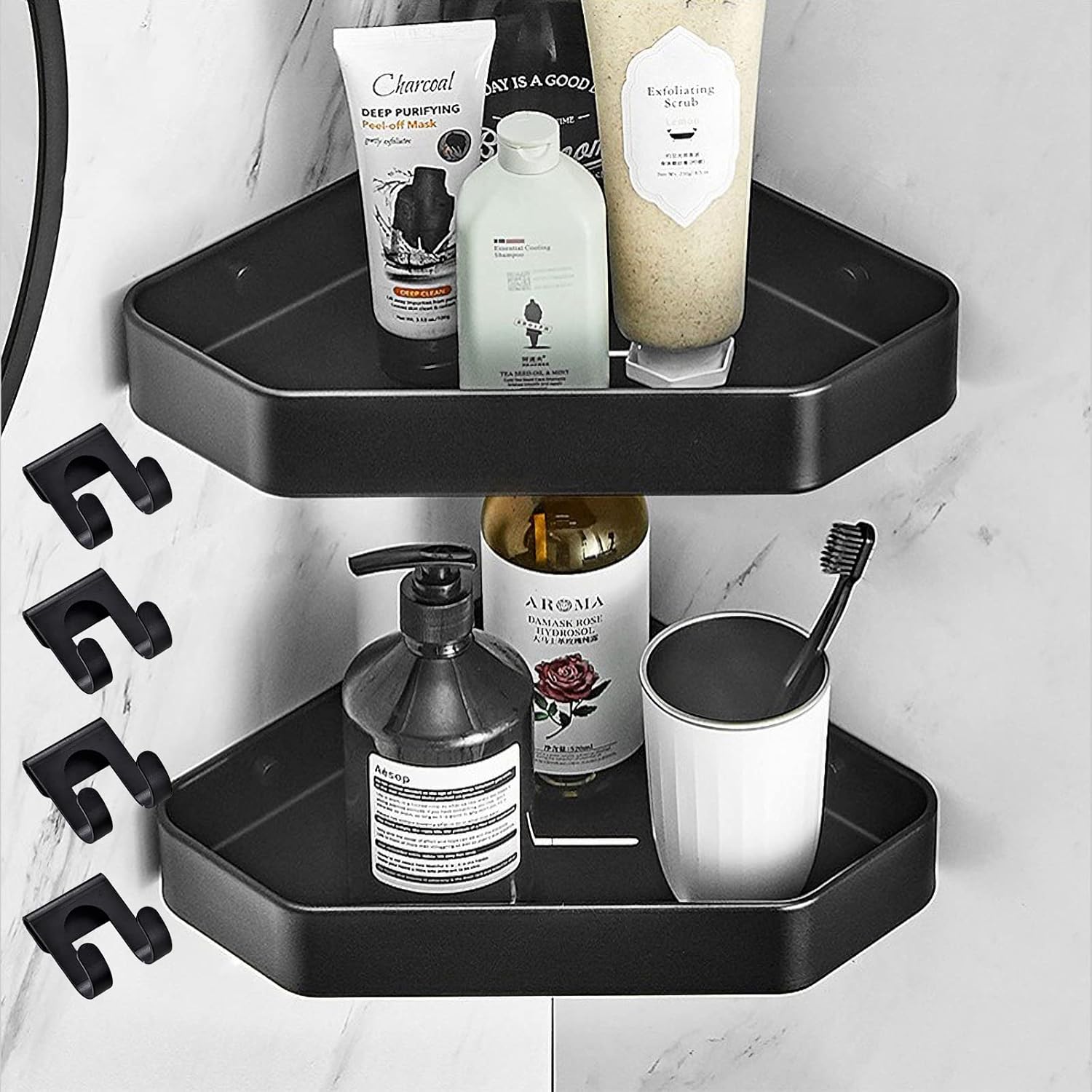 Veefos Corner Shower Caddies with Razor Holders, Shower