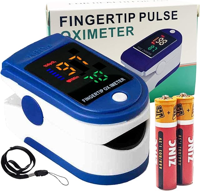 Oxygen Saturation Monitor GENERISE Pulse Oximeter for Adults & Children - Blood Oxygen Monitor with Large Clear OLED Display - Features SPO2 & PR Detection for Fast, Accurate Results, Batteries Inc