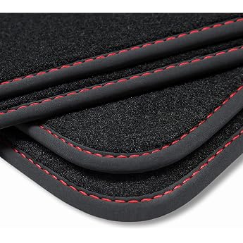 shareplus24 v331 velour floor mats compatible with seat leon 3 5f 5-door state 2012-2020 foot protection driver mat seam red