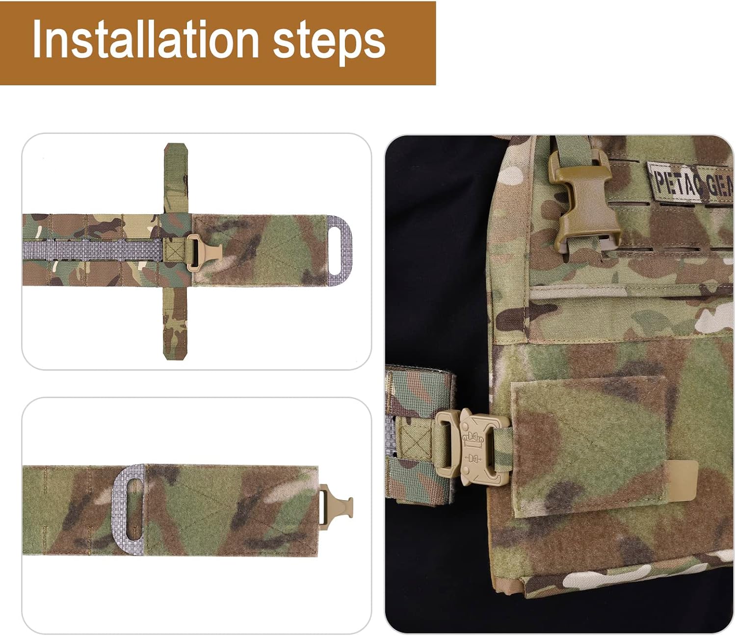 PETAC GEAR 2 PCS Tactical Cummerbund Adapters,Metal Buckle Kit Laser Cut Quick Release Set up with for FCPC FCSK V5 3AC Cummerbunds
