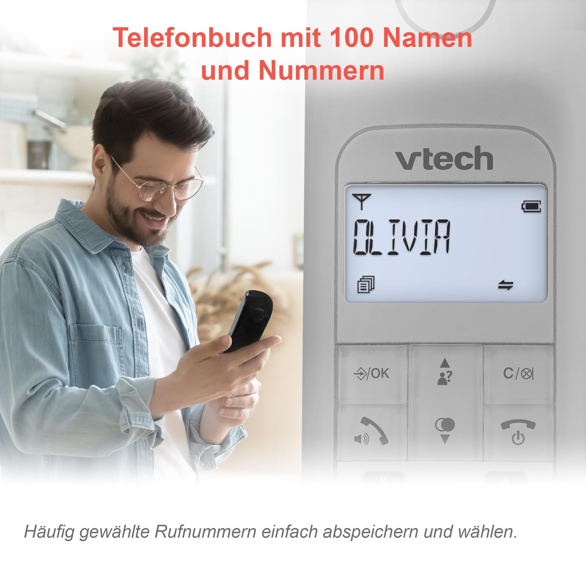 VTech LS1350 Retro-Design Telefon Schnurlos DECT Schnurlostelefon mit digitalem Anrufbeantworter, Anrufsperre, Freisprecheinrichtung und Wahlwiederholung, hintergrundbeleuchtetem Display und Tastatur
