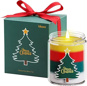 Christmas Candles - Christmas Gifts for Women, Aromatherapy Candle for Home Scented, Natural Soy Wax Fir Scented Candles