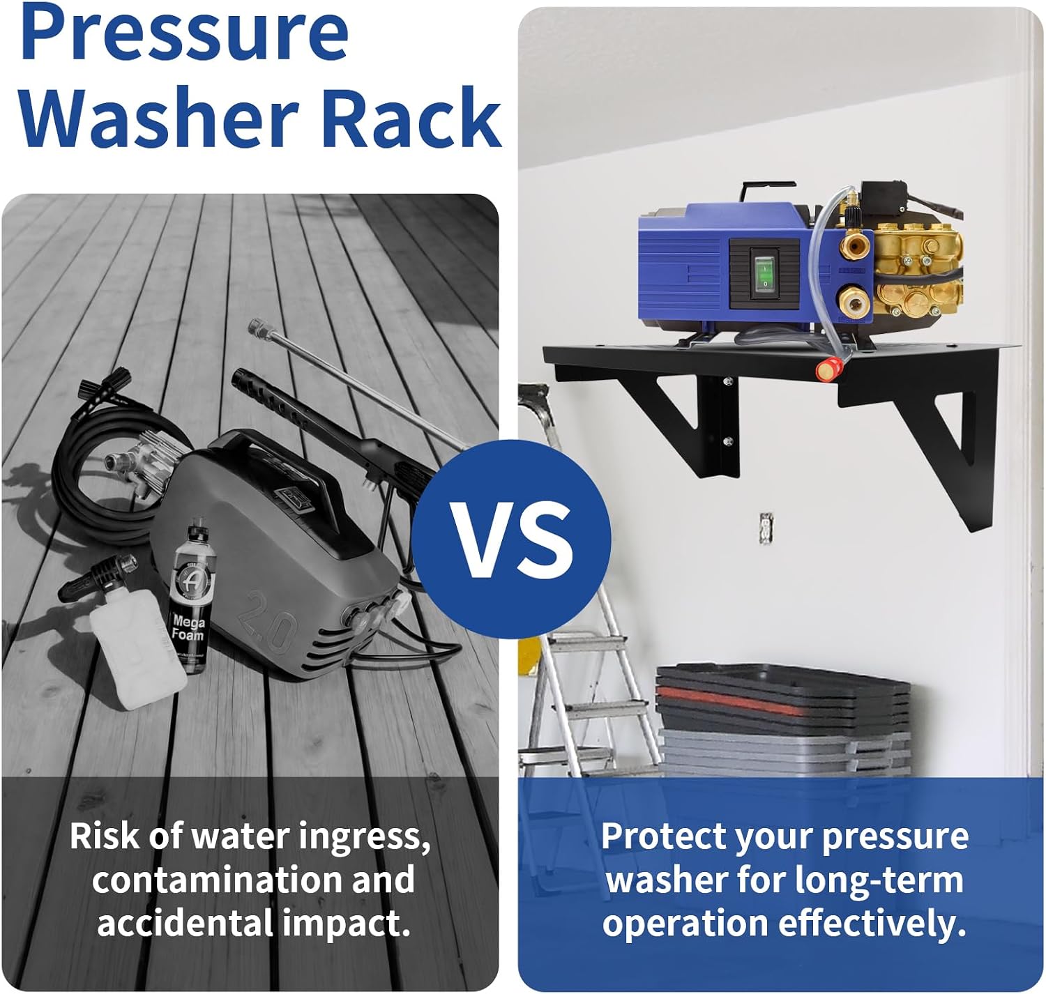 Heavy Duty Metal Pressure Washer Shelf - 20" x 10", Electric Pressure Washer Bracket Shelf, Wall Mount Power Washer Storage Rack, Good for Garages Workshops Sheds