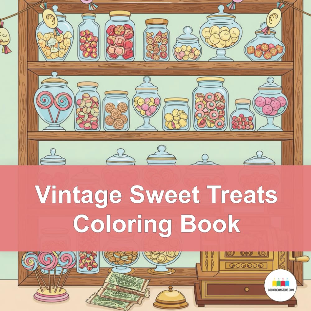 Vintage Sweet Treats Coloring Book: Nostalgic Candy Shop Scenes for a Relaxing Journey Through Sugary History