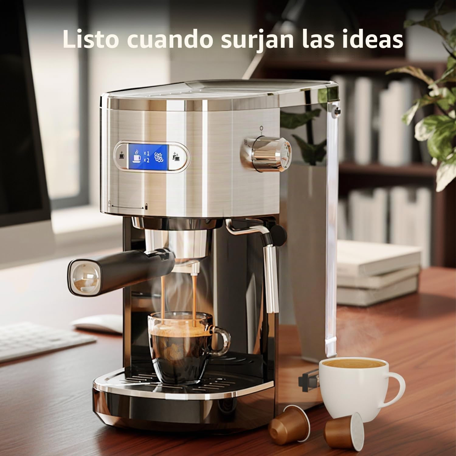 Máquina de café espresso semiautomática de 20 barras, cafetera profesional con espumador de leche y tanque de agua extraíble de 40 onzas, sistema Home Barista para capuchino, café con leche