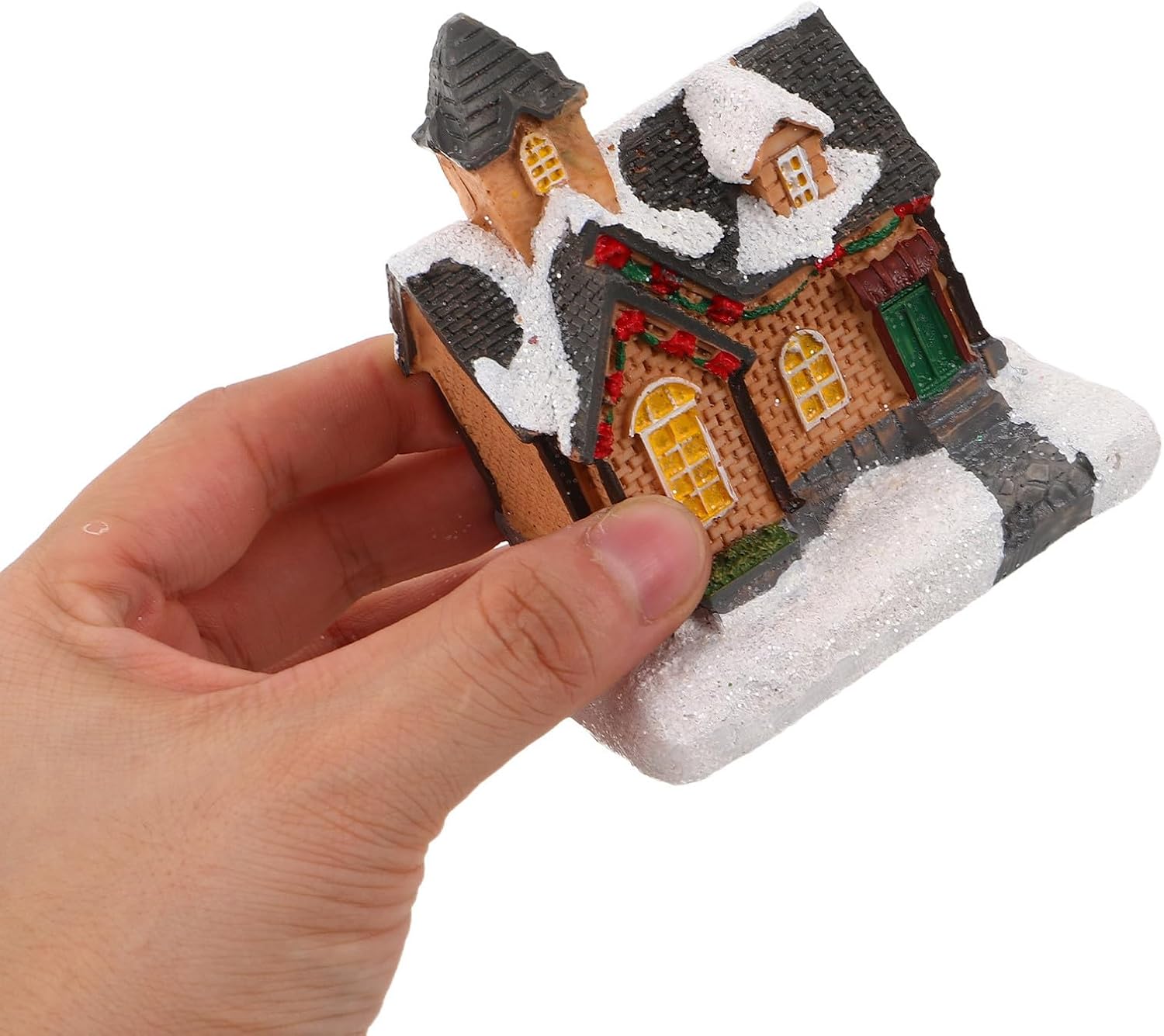 Lighted Christmas Village House Resin Mini Cottage for Winter Decor