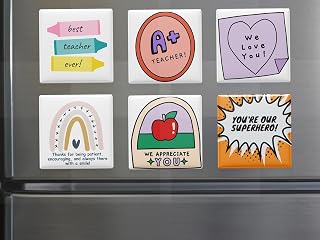 Set of 6 Teacher Appreciation Fridge Magnets Thank You Gift for Teachers | Cute Classroom Decor & End of Year Gift