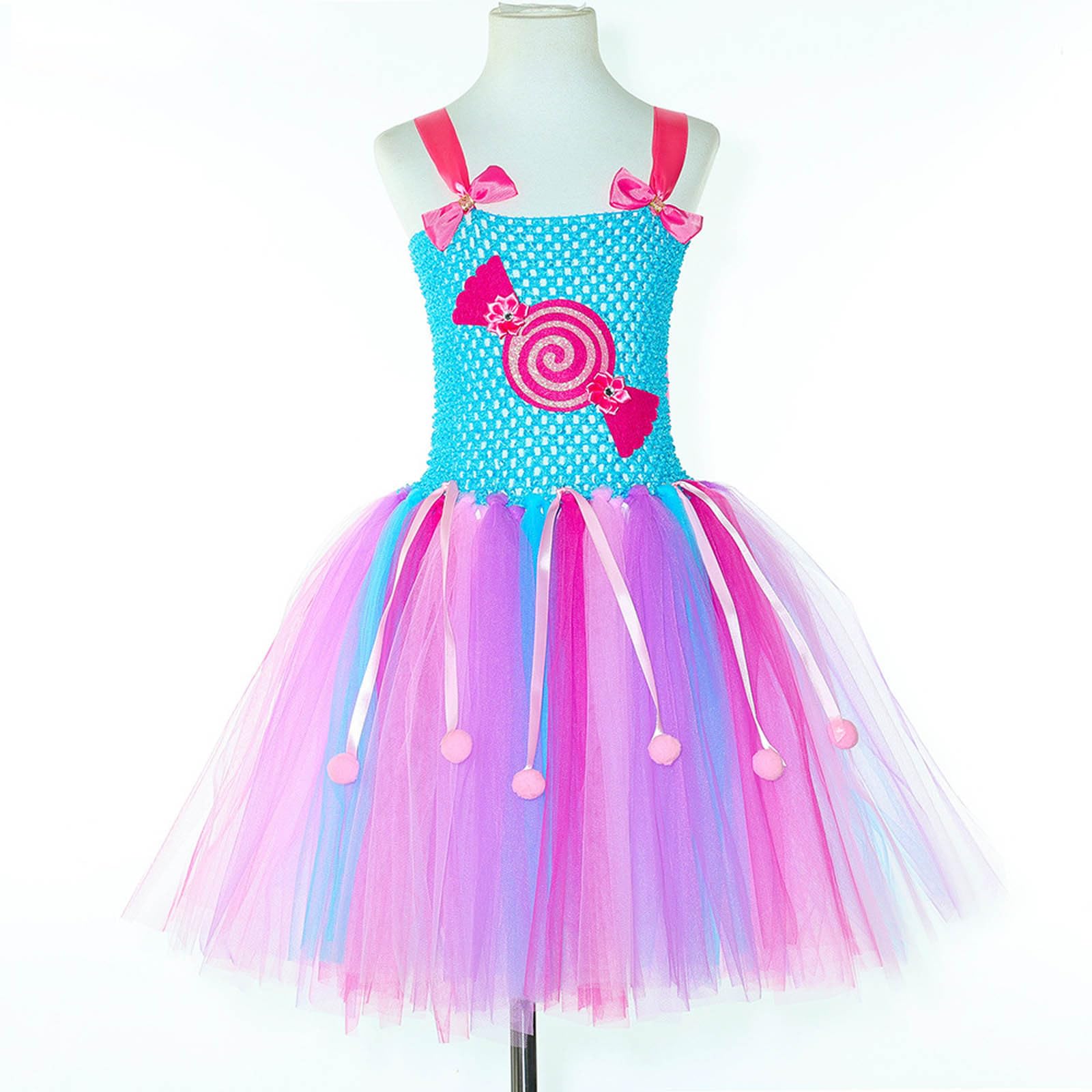 Vestito tutù da bambina arcobaleno, per feste di danza, per tutti i giorni, in tulle, gonna soffice, colori arcobaleno, fascia elastica, ideale per feste e cosplay