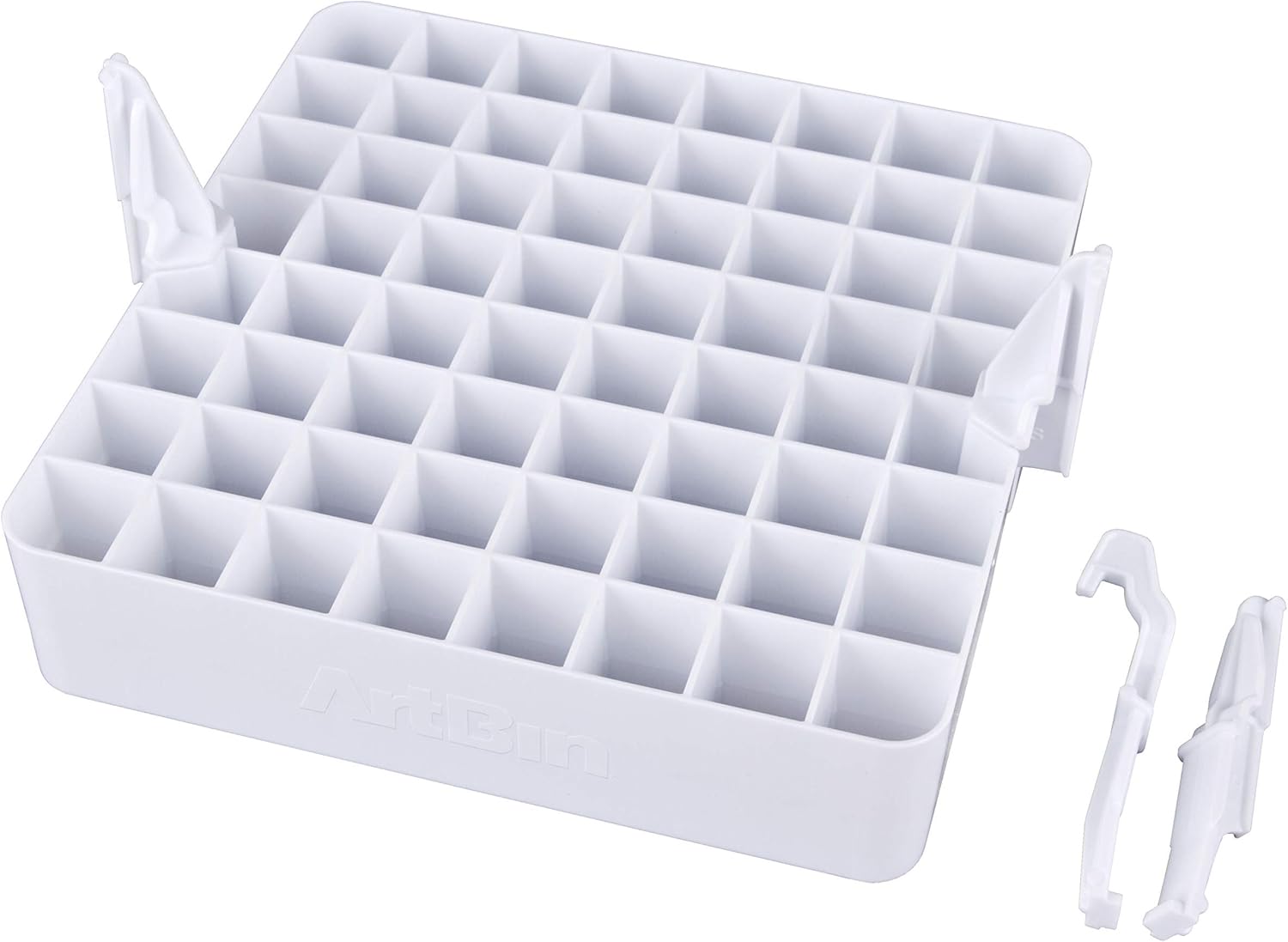 ArtBin Super Satchel Double Deep, Aqua Mist, 1 Pack, Model:6990AA & 6939AB Marker Storage Tray - Holds up to 64 Pens, Pencils, Markers, Brushes, etc, [1] Plastic Storage Tray, White
