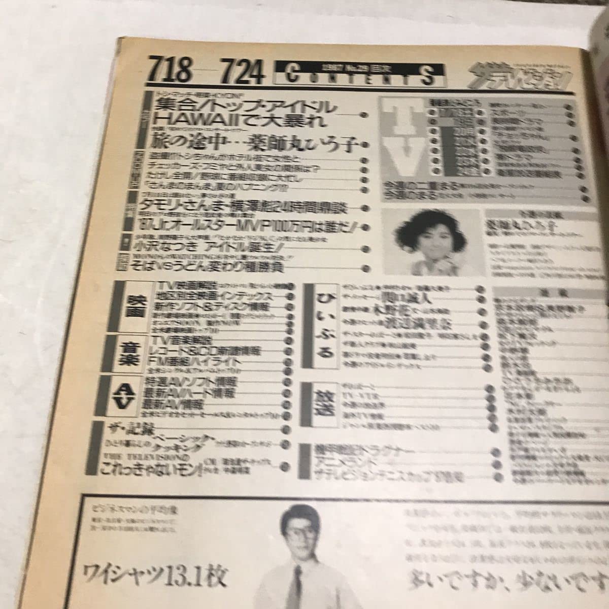 Amazon.co.jp: P11 ザテレビジョン 北海道版 1987年7月発行 表紙薬師丸