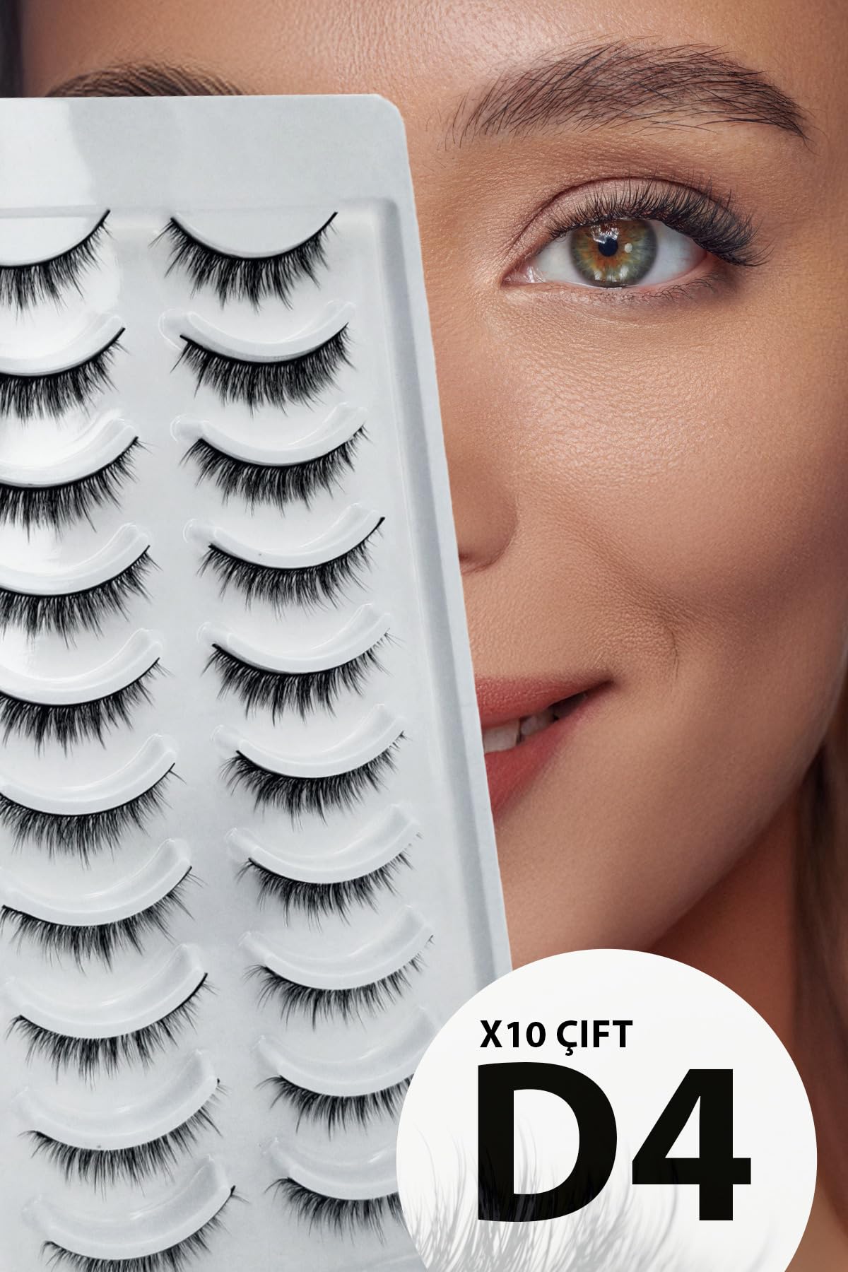 ruby face Doğal Görünümlü İpek Bütün 10lu Takma Kirpik Seti- 10 Çift Gerçek Takma Kirpik- Model: D4
