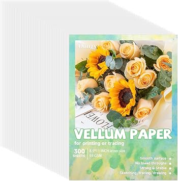 Oungy Vellum Paper, 300 Pcs, 8 X 11 Inch, 93 GSM Vellum Paper Printable