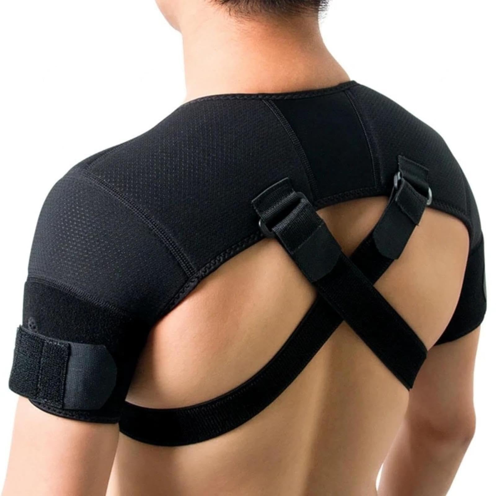 VIDECOR Double Support D'épaule Protecteur D'épaule, Attelle de Sangle D'épaule Réglable, Support D'épaule pour Soulager La Douleur et Prévenir Les Blessures pour Hommes et Femmes