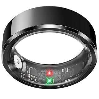 Smart Ring for Men, Fitness & Activity Tracker with Blood Pressure/Heart Rate Monitor, Sleep Tracker, Step Counter, IP68 Waterproof Ring for iOS & Android, Fast Charge, No Subscription (Black,Size9) - Amazon product rated Grade A