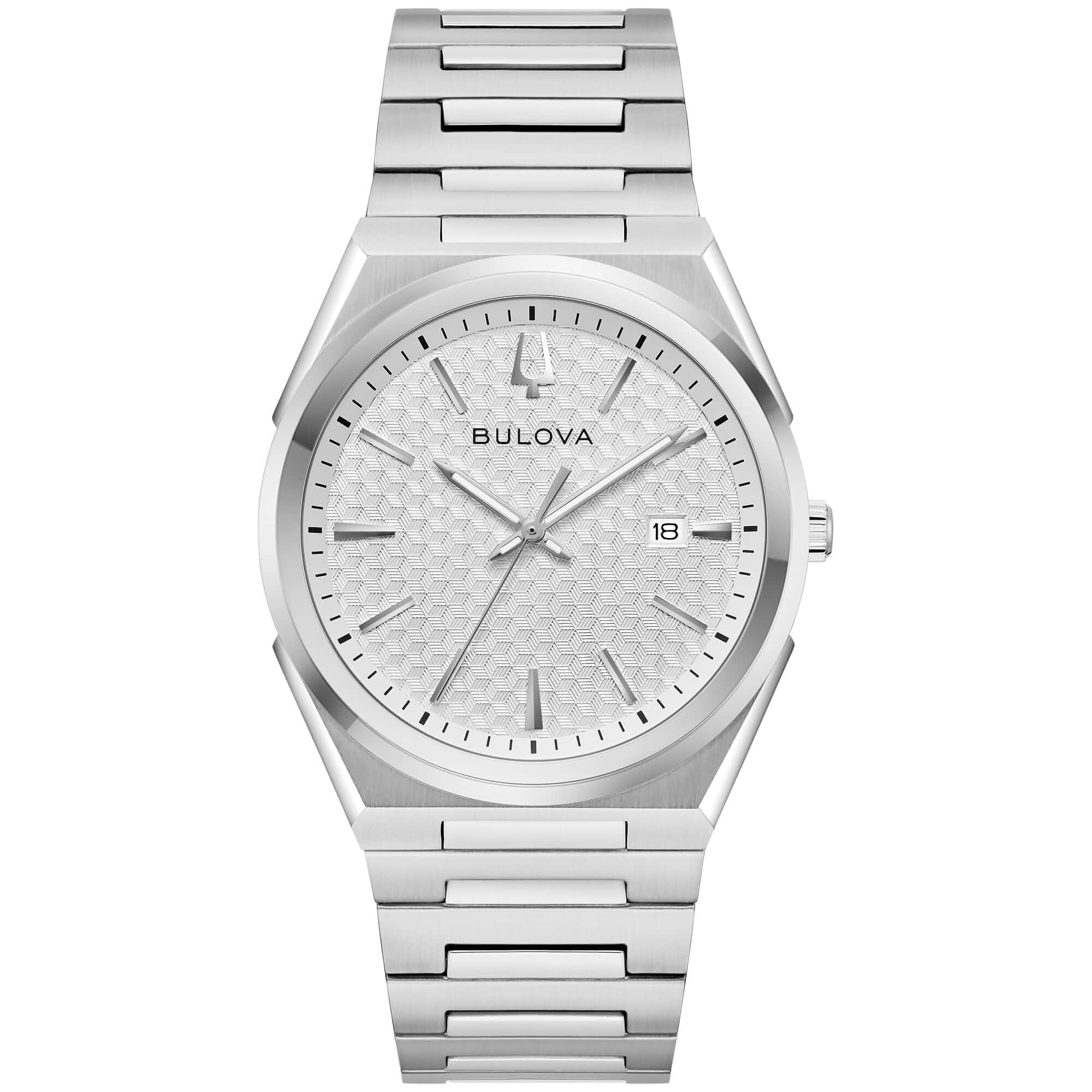 Bulova Mens Dress Classic Quartz Two Tone Stainless Steel Watch, Patterned Dial, 39mm Stainless Steel