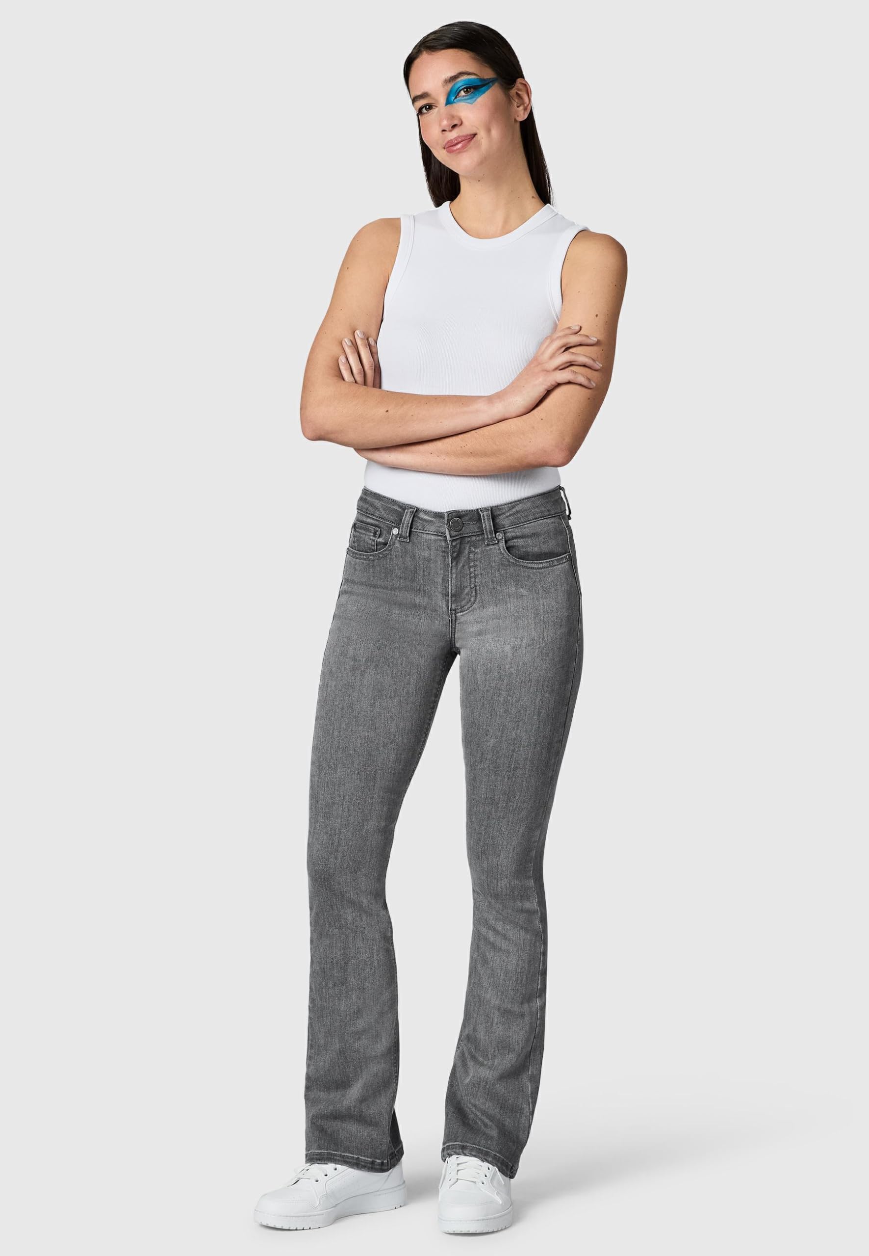 Peak Time Damen elastische Bootcut Jeans Mid Waist mit Bio-Baumwolle (GOTS Zertifiziert) Zenita