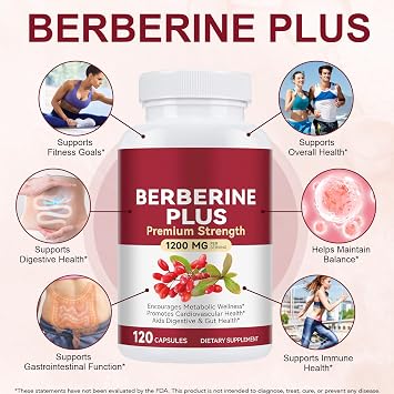 Berberine Supplements 120 Capsules, Premium Strength Formula, 2 Month Supply, Natural Ingredients