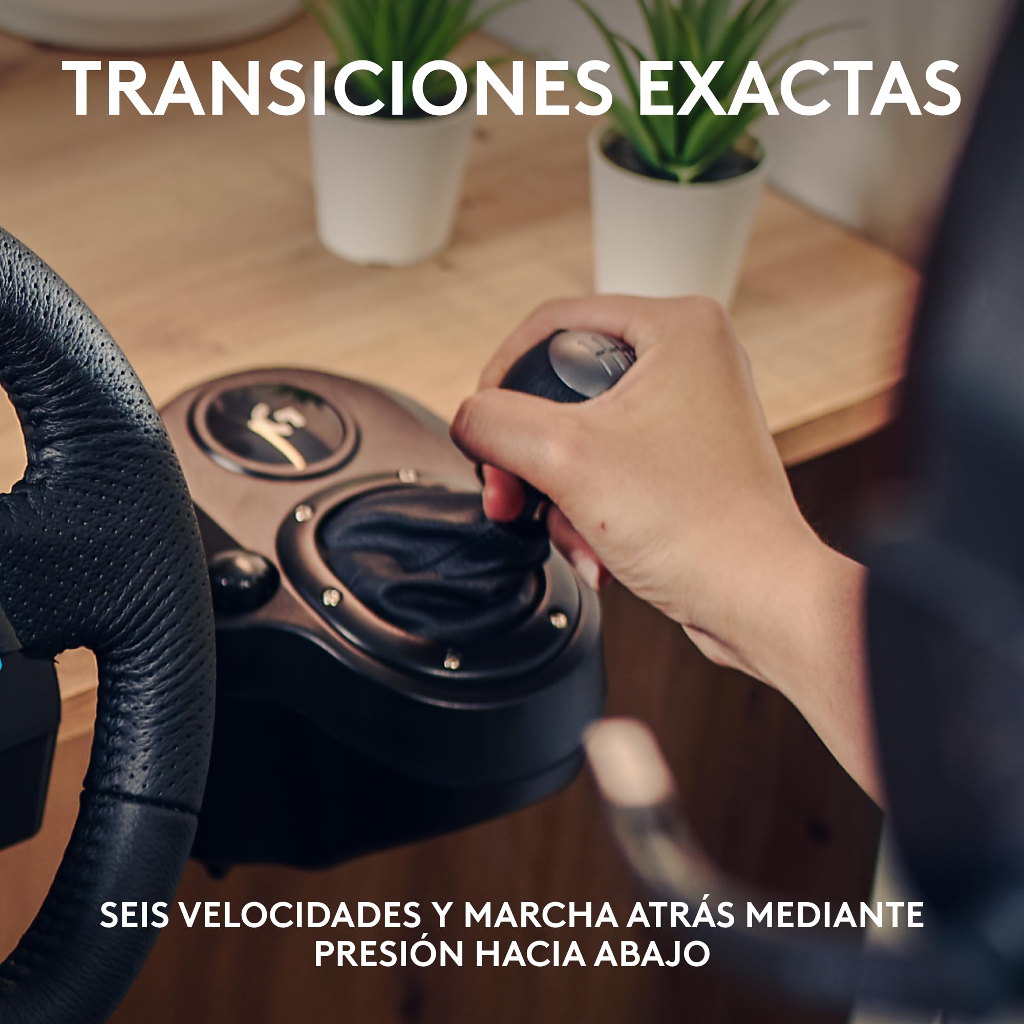 Logitech G G923 Volante de Carreras y Pedales, TRUEFORCE Force Feedback + Palanca de Cambio Logitech G Driving Force, Cuero Auténtico, Para PS5, PS4, PC, Mac, Negro