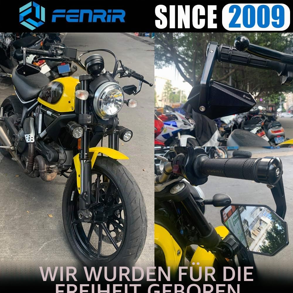 FENRIR CNC Aluminium Legierung Cafe Racer Schwarz Motorrad Bar End Spiegel Seite 22 mm 7/8 Zoll Lenker Spiegel Universal Rückansicht für M8/M6 Standard Super Sport Naked Street Bike Cruiser Scooter