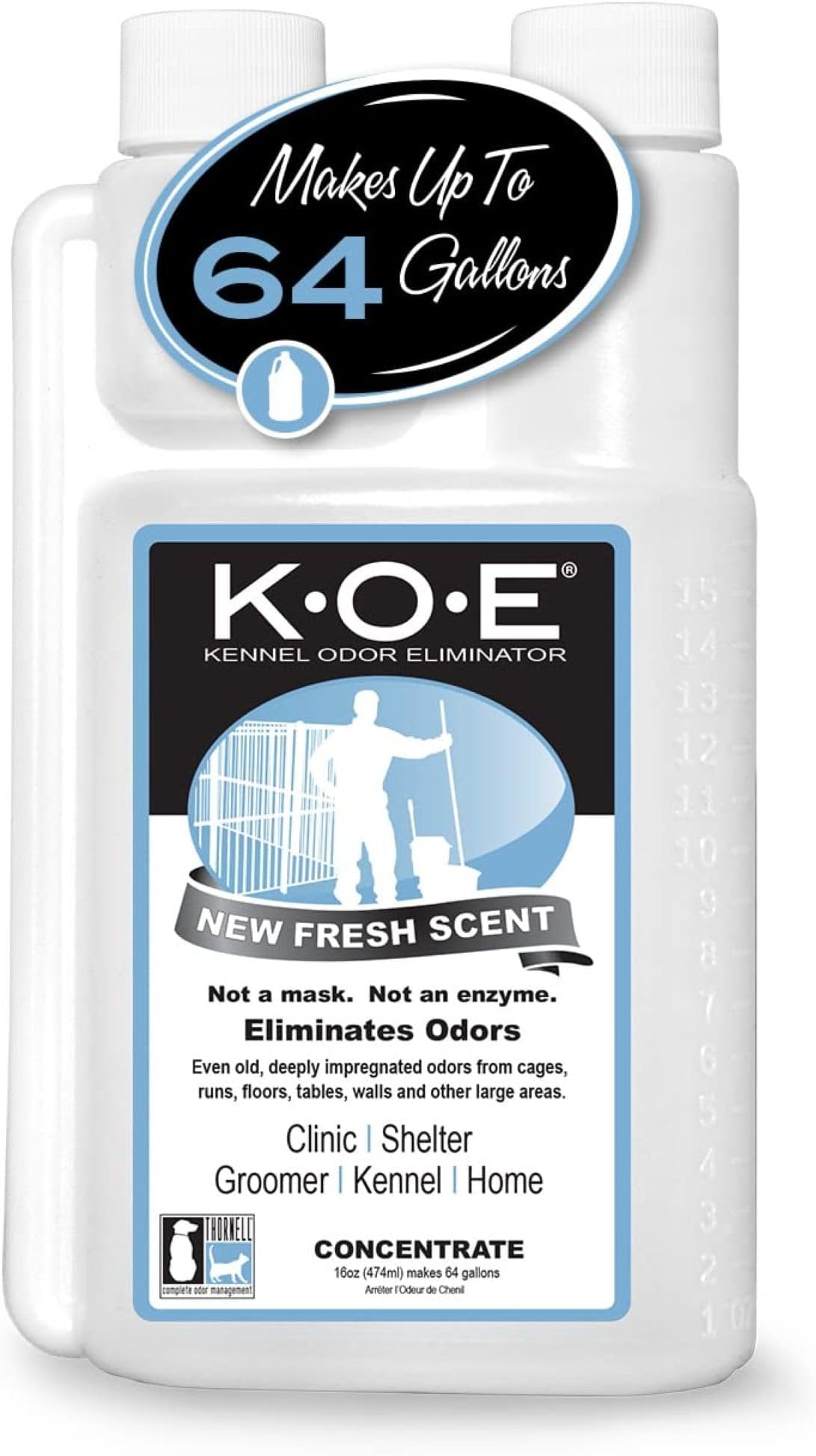 Odorcide K.O.E Kennel Odor Eliminator Concentrate – For Cages, Runs & More – For Home & Kennel w/Safe, Non-Enzymatic Formula (Fresh Scent, 16 oz)