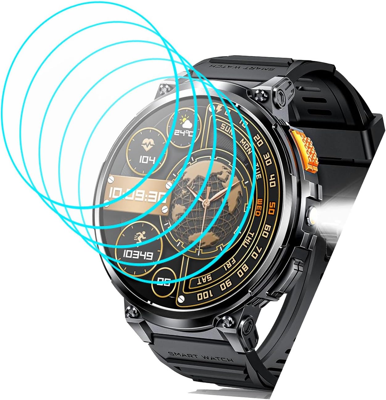 Futanwei[5 Pack] for Foxhawk Military Smart Watch K66 Screen Protector Tempered Glass Film 1.85" [9H Hardness][Anti-Scratch][Anti-Fingerprint][Bubble Free] Screen Protector for Foxhawk K66 Smartwatch