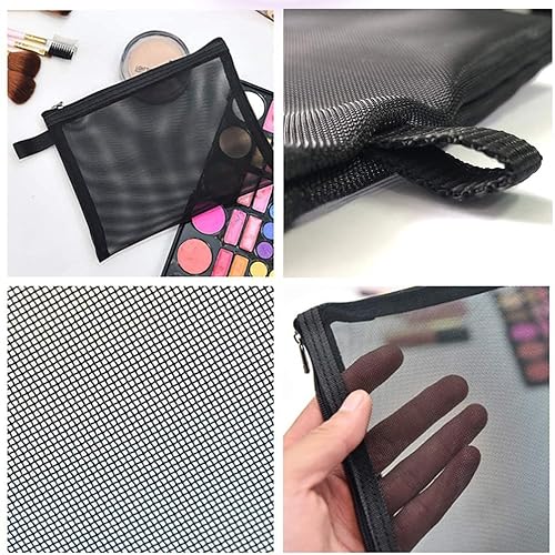 Dokumententasche, Reisetasche aus Netzstoff, Datei Taschen, mit Reißverschluss, Nylon, besonders leicht, für Büro, Reisen, 5 Stück, A4, A5, A6, Federtasche, Schwarz