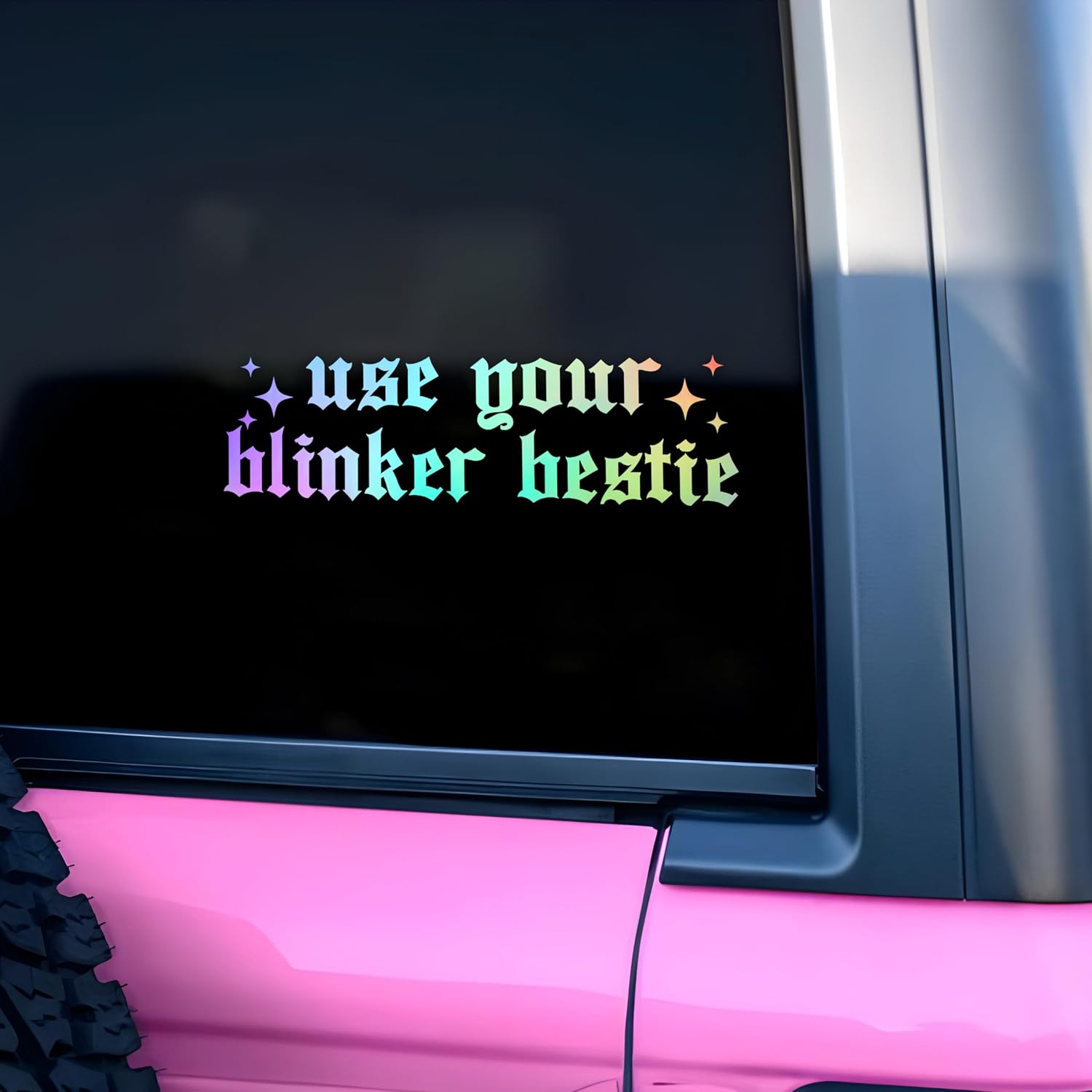 Use Your Blinker Bestie Car Decal Funny Anxious Driving, Drive Safely, Joke Best Friend Car Window Mirror Decal Accessories Affirmations Vinyl Waterproof 8 Inches Bumper Sticker Gifts for Mom Dad