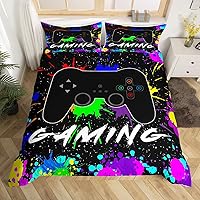 Vista 36 de Erosebridal - Conjunto de ropa de cama tamaño individual, de 2 piezas, 1 funda para edredón decorativa negra con estampado moderno de control