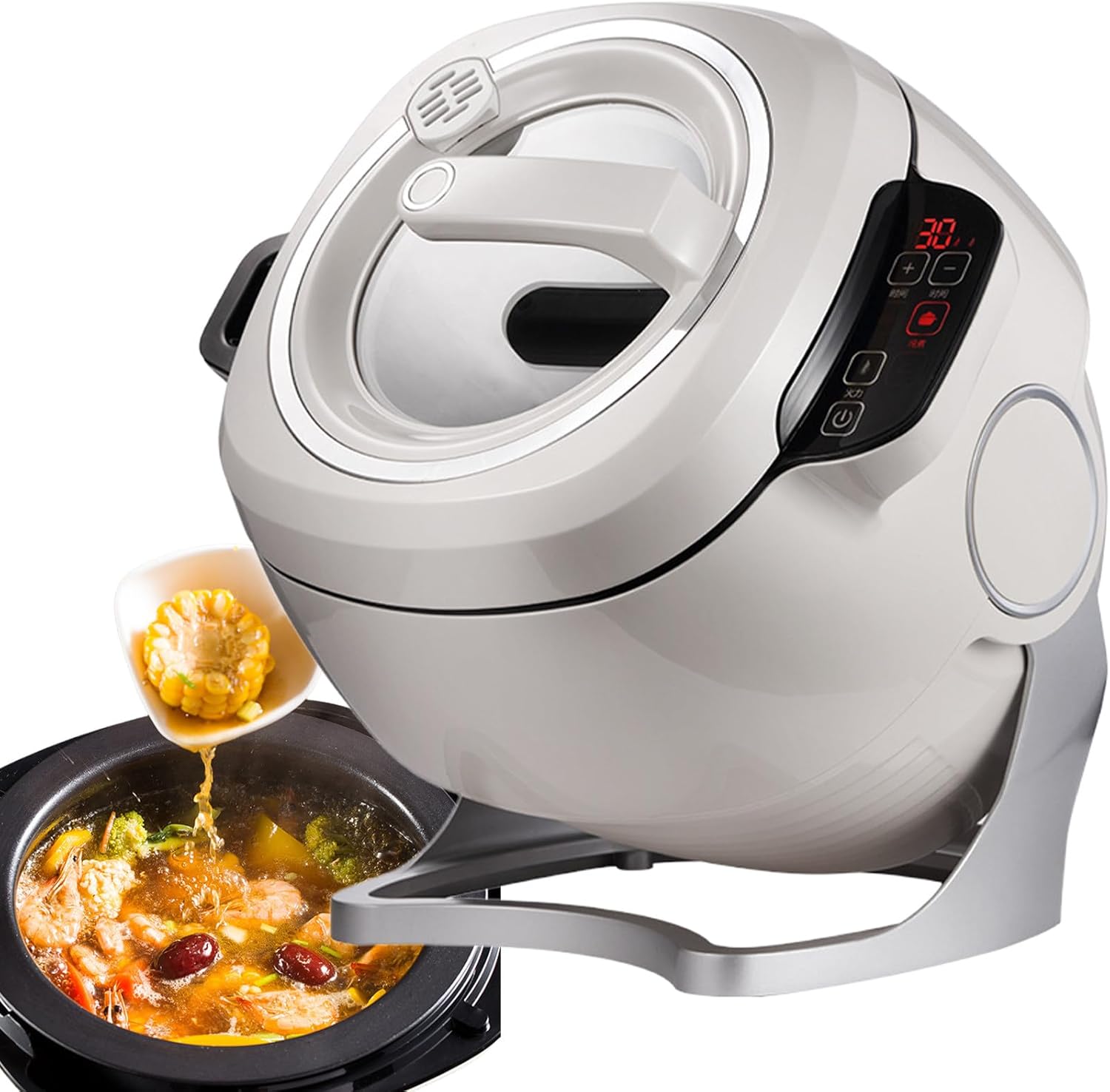 Procesador de alimentos comercial, máquina de cocción automática inteligente de 6 litros con rotación de 360 y calefacción completa, para cocinas