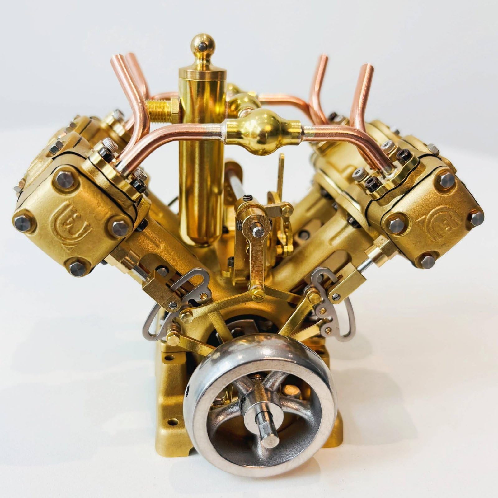 Dampfmaschinen Gerät Modell Motor Aggregat Kompatibel mit Kleiner Luftpumpe Oder Dampf als Lehrmittel für Schulung Demonstration Werkbank Hobbyraum, V2 V-Type Twin