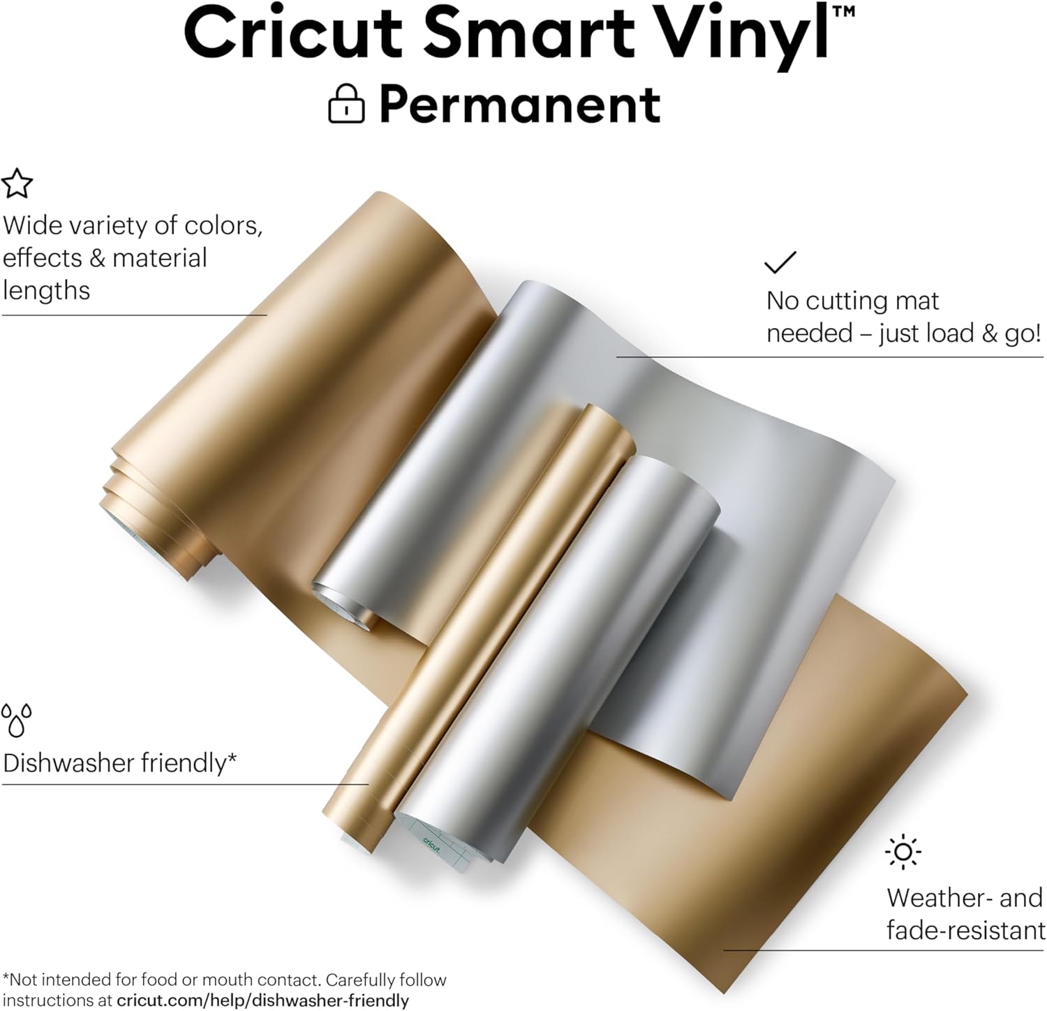 Cricut Smart Permanent Vinyl, Matte Metallic (Champagne) | 3-Pack of 3ft Rolls (13"x36") - Matless Cutting up to 12ft - Compatible with Maker & Explore Machines