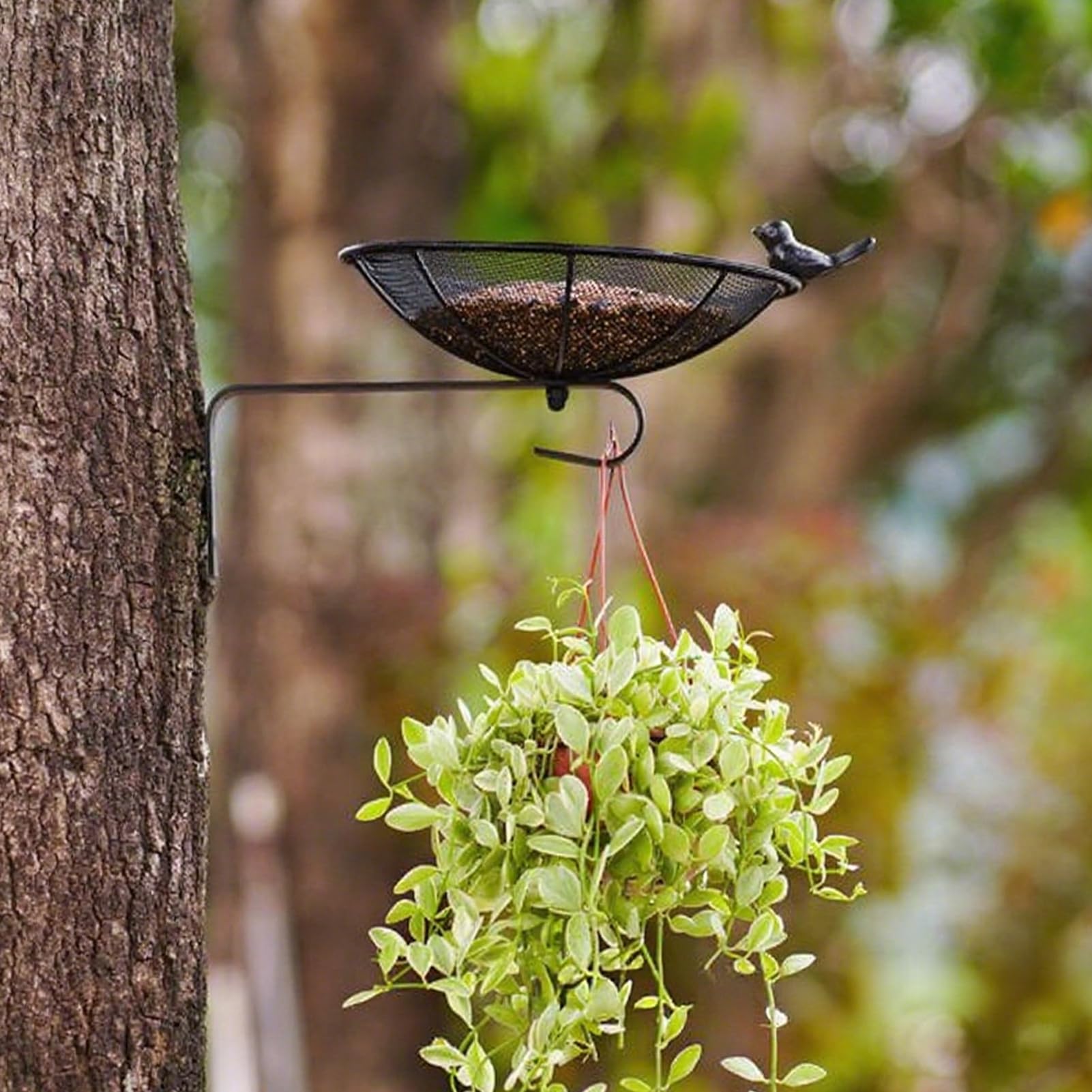 Für Wildvögel, Futterstation für den Außenbereich, wetterfeste Metallnetzlösung mit Wandmontage, für Garten, Balkon, Hof, Terrasse und