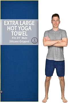 Tatago Hot Yoga Mat Towel Non Slip for Hot Yoga 72-84 inch Mats Our Hot Yoga Towel Non Slip Silicone Dabs & Absorbent Microfiber Blend Gives You More Grip As You Drip! Azuloro, XL - 84"