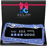 Vista 9 de Marco de matrícula brillante para mujeres, marcos de matrícula de acero inoxidable brillante Más de 1000 piezas de cristales de diamantes