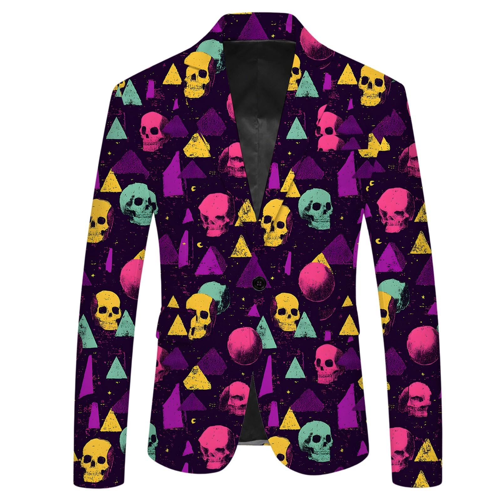 Cappotto casual da uomo con stampa divertente per Halloween