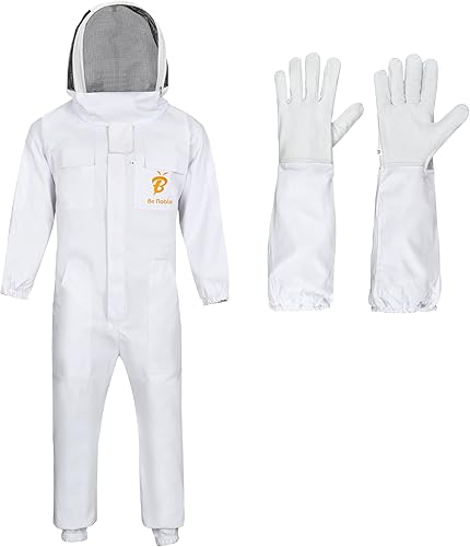 Be Noble Traje de abeja a prueba de picaduras con un par de guantes de apicultor, traje profesional de apicultura con velo de esgrima extraíble. (XL)