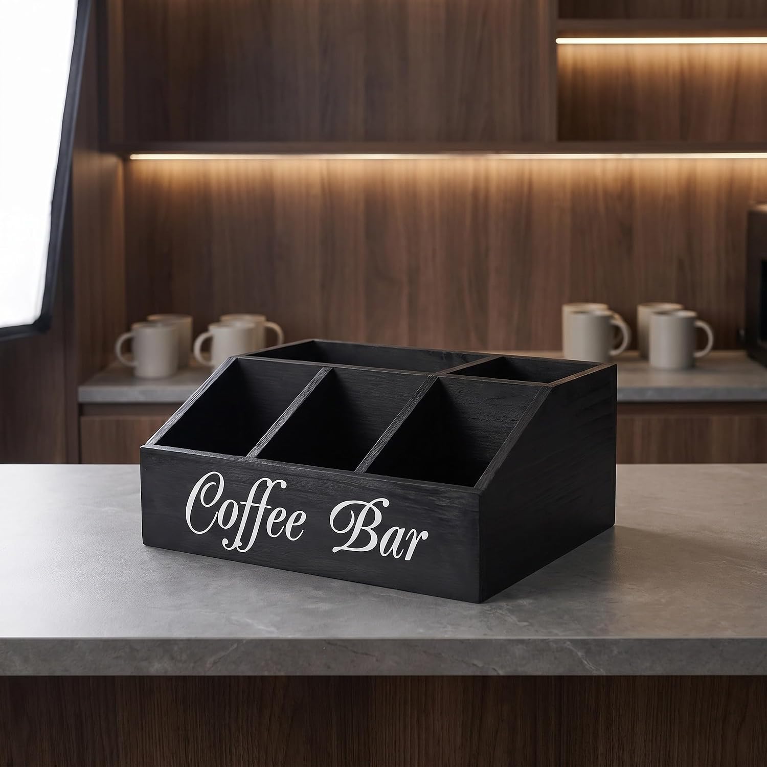 Ipetboom Coffee Station Organizer, Wood Coffee Pod Holder Storage Basket