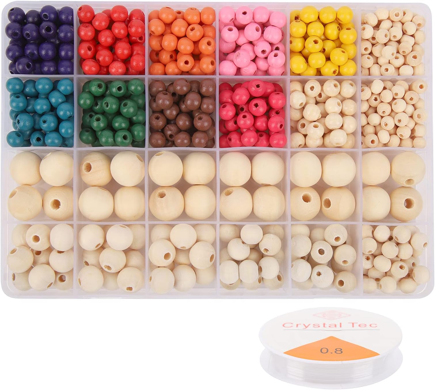 Grab Mantra 350 Wooden Beads Set, 6x7mm Multicolor, 10 Vibrant Colors for DIY Jewelry, Bracelet Making & Craft Projects - Ideal Wooden Beads Kit for Creative Art Lovers (Colored Wooden Beads)