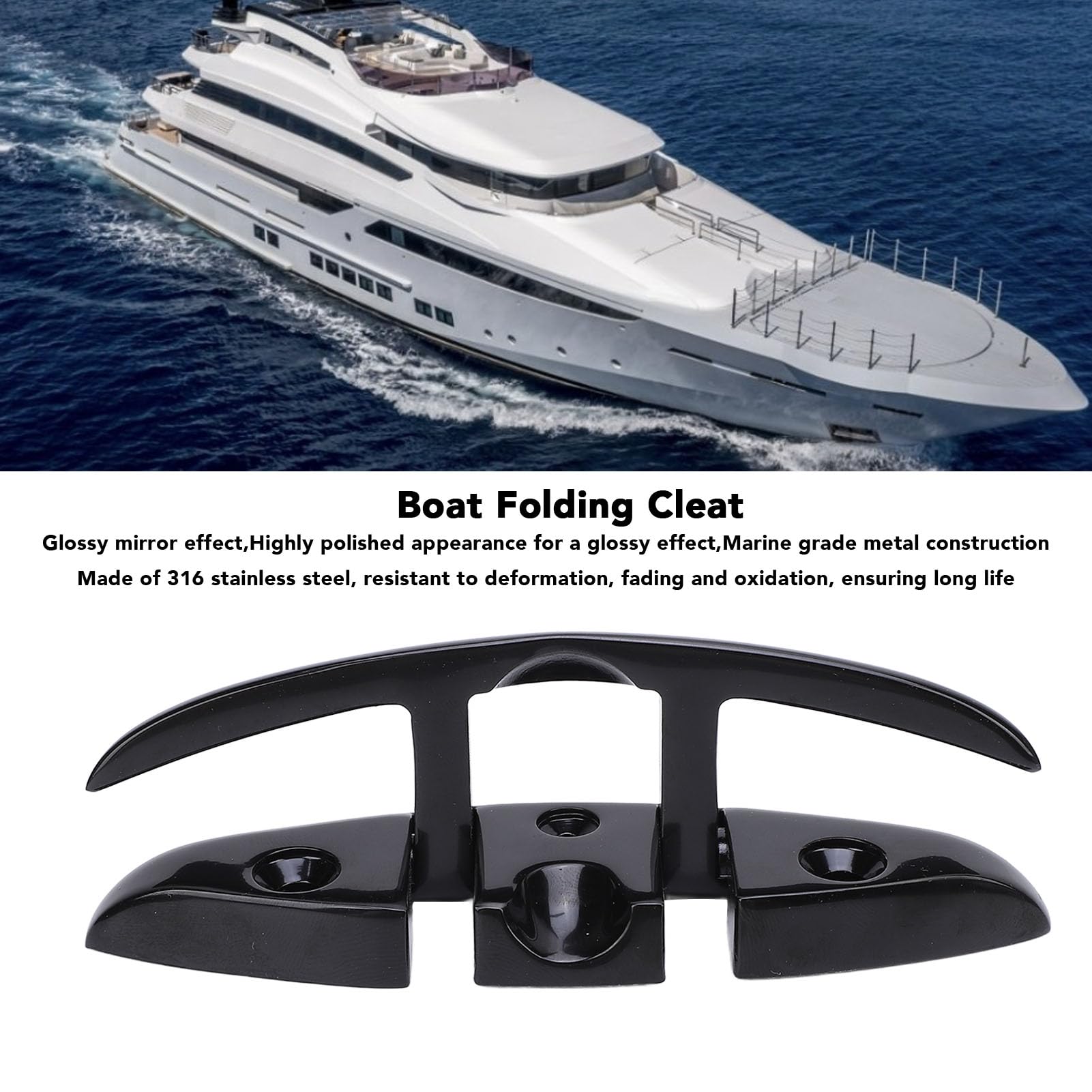 Akozon Bitta Pieghevole per Barca Bitta per Pontile Marina per Carichi Pesanti in Acciaio Inossidabile 5 Pollici Motoscafi per Yacht