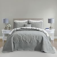 Vista 13 de HZ & HY Colcha de tamaño King extragrande, juego de ropa de cama acolchado, edredón ligero y delgado, reversible, lujoso, 5 piezas, 100% microfibra