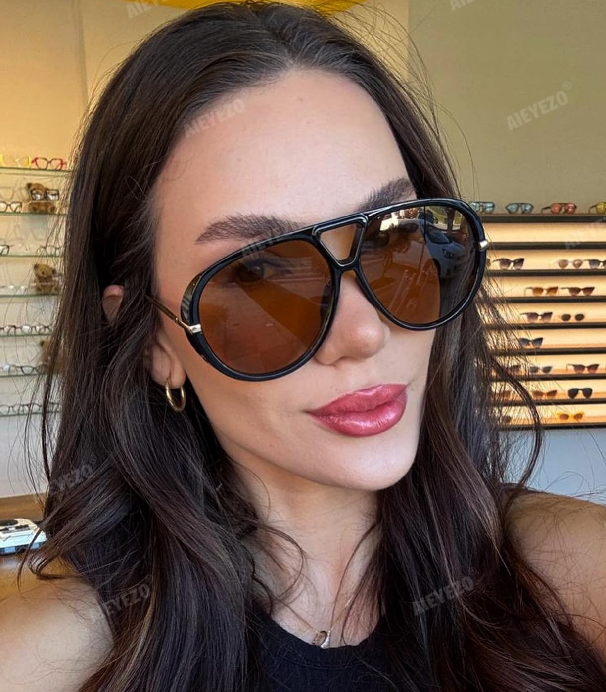 AIEYEZO Oversized Aviator Sunglasses Women Men Fashion Retro Big Frame Sun Glasses Designer Ladies Shades - Image 2