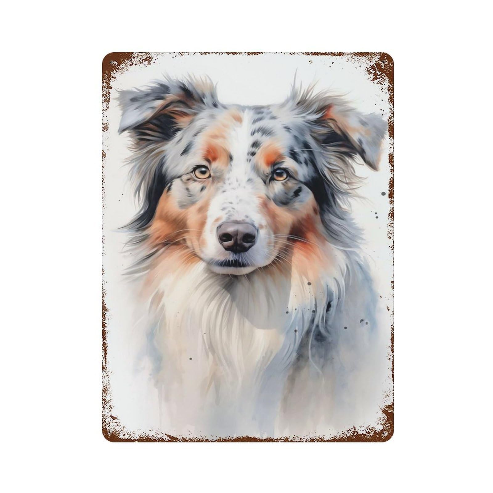 Australian Shepherd Dog Weathered Tin Sign 15.7"x11.8", Classic Wall Plaque for Patio, Garden Room And Bar Decor